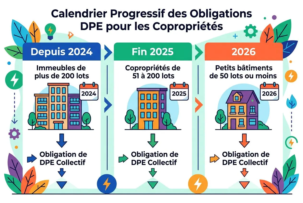 Calendrier des obligations DPE collectif par taille de copropriété