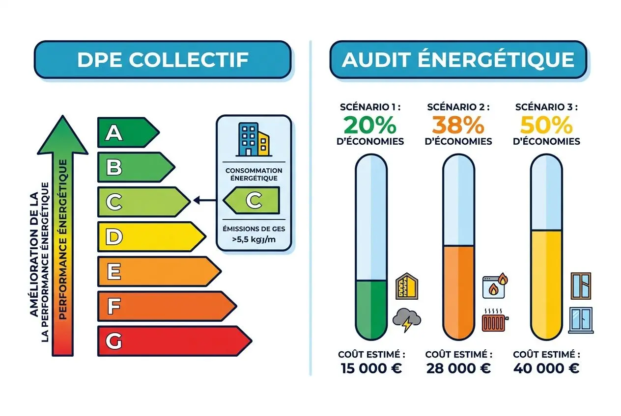 Comparaison DPE collectif et audit énergétique
