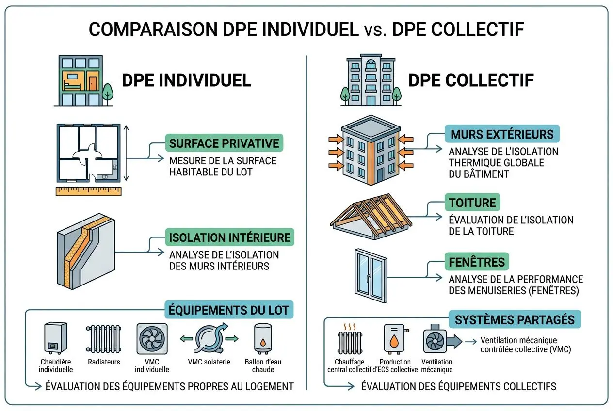 Comparaison entre DPE collectif et DPE individuel