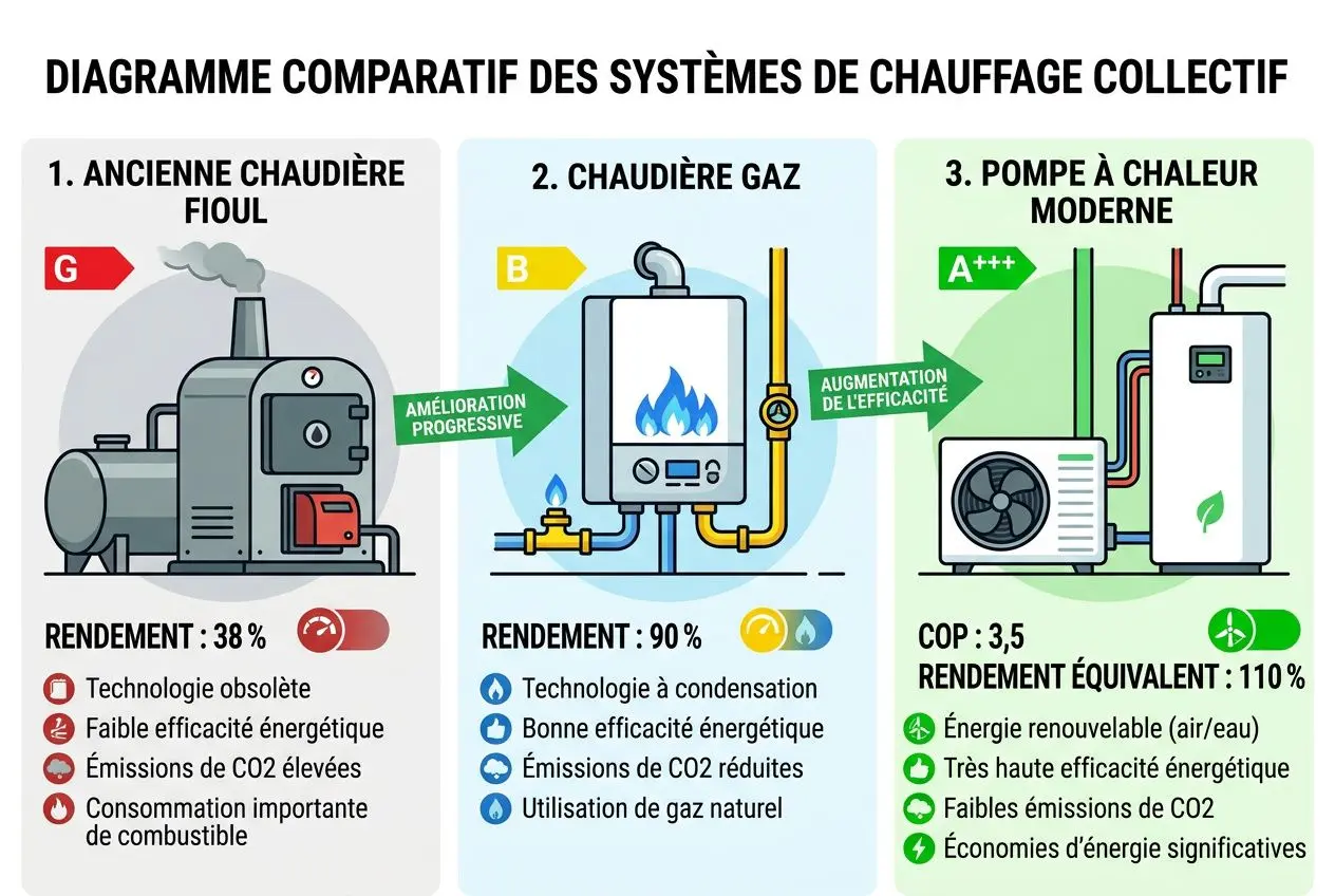 Comparaison systèmes chauffage collectif