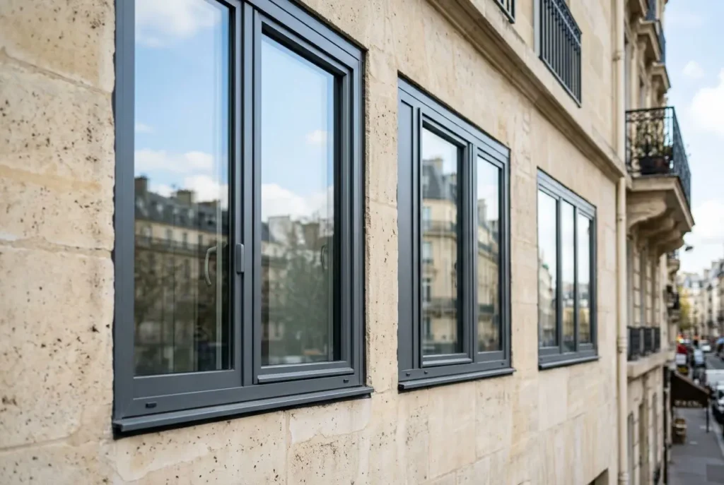 Fenêtres modernes sur façade d'immeuble