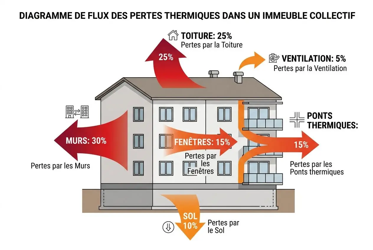 Sources de pertes thermiques en copropriété